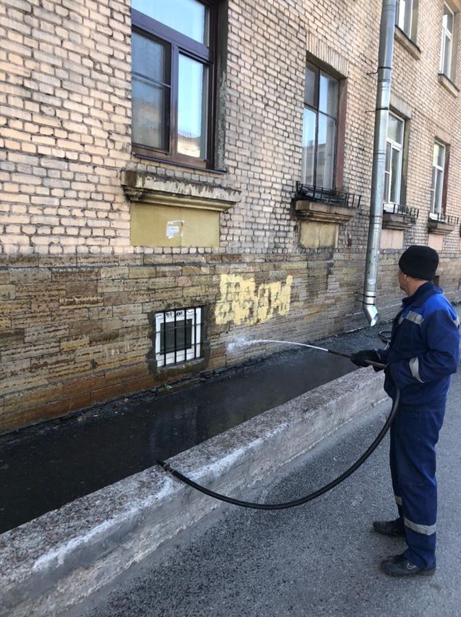 Мытье фасада по адресу ул. Боровая д. 53 к. 1