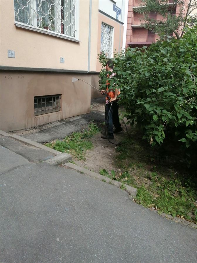 Мытье фасада по адресу ул. Белградская д. 16