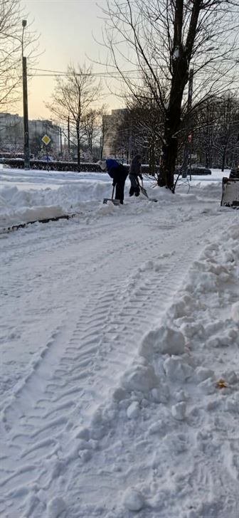 Очистка территории от снега и наледи по адресу Волковский пр. д. 26