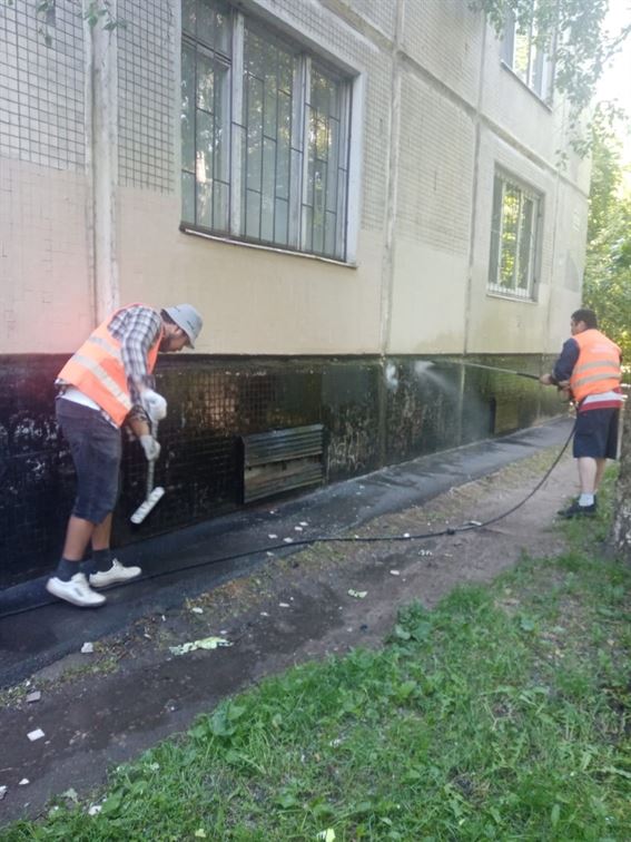 Мытье фасада по адресу ул. Бухарестская д. 27 к. 3