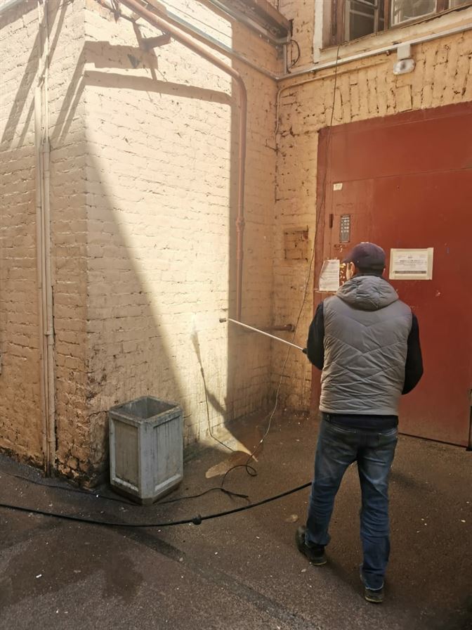 Мытье фасада по адресу ул. Боровая д. 58 лит. Б
