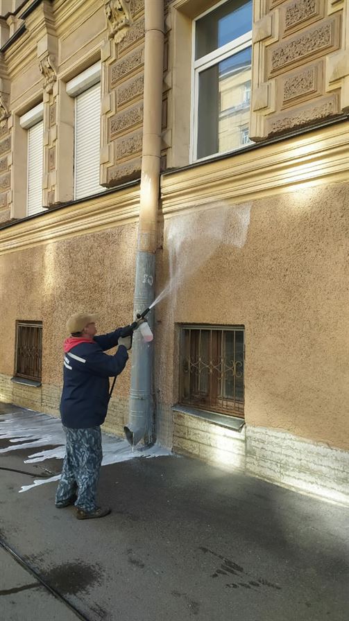 Мытье фасада по адресу ул. Тамбовская д. 8