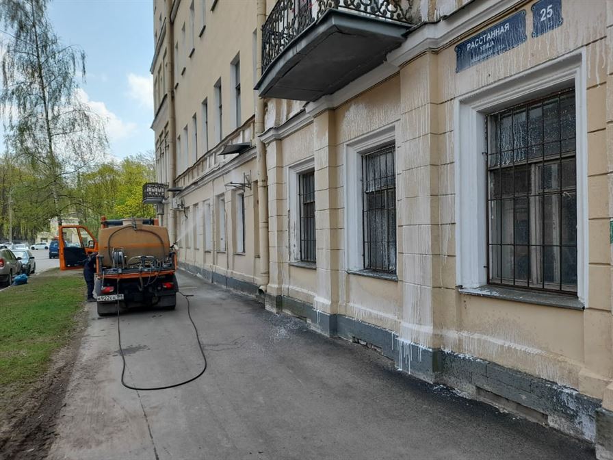 Мытье фасада по адресу ул. Расстанная д. 25